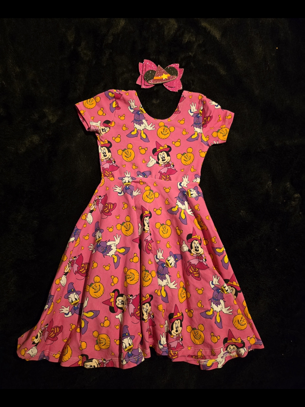 Spoiled & Flashy Halloween Minnie Witch Twirl Dress And Bow Bundle